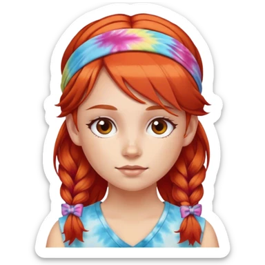 Red head girl wearing tie dye headband  sticker