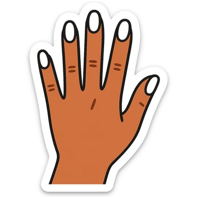 beautiful realistic female hand with five fingers and white manicure sticker