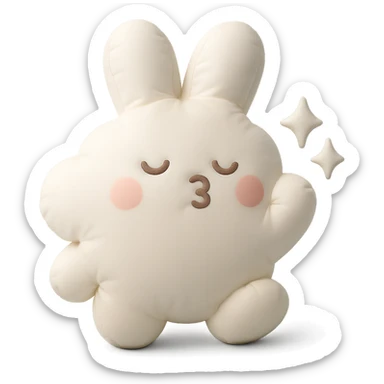 cloud bunny blowing a kiss with sparkles, cushion style sticker