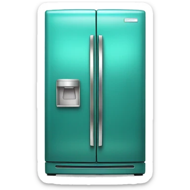 Realistic metallic turquoise fridge isolated. sticker