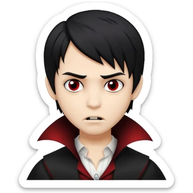 Boy, Vampire, Black Hair, medium long, emo, dark, spooky, brown skin sticker