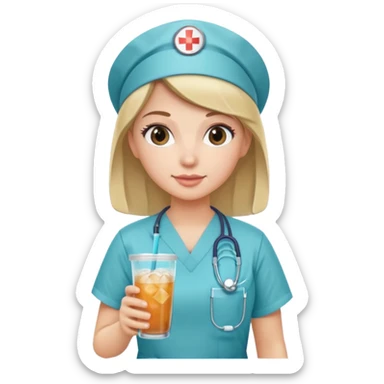 nurse holding icey drink sticker