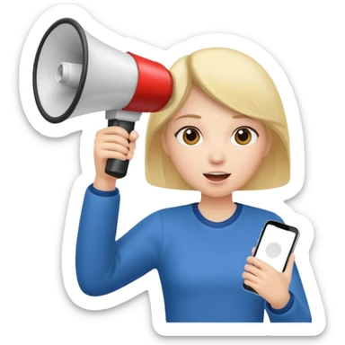 Girl announcing with mega phone sticker