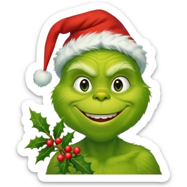 grinch with misteltoe sticker