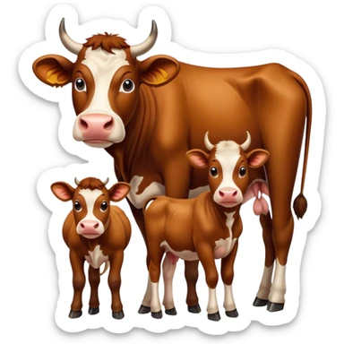 Famille Vache, taureau et leurs veau  sticker