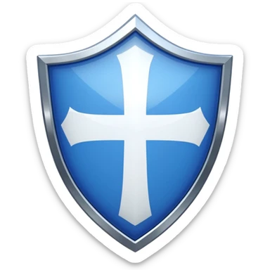A shiny blue shield with a white 7 in the middle and a flag animation sticker