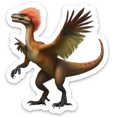 A feathered Utahraptor riding another feathered Utahraptor sticker