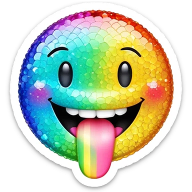 Rhinestone Smiley sticking out her rainbow tongue sticker