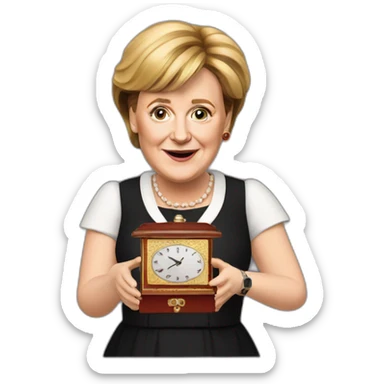 Angela Merkel with a music box in her hand sticker