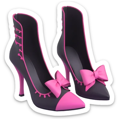 BLACKPINK-inspired gothic shoes, no hearts, black and pink, cute and sticker