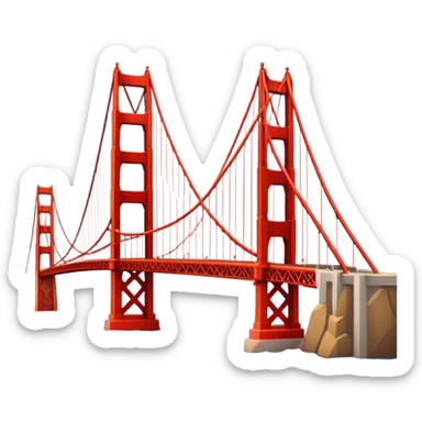 Cinematic Realistic Golden Gate Bridge Landmark Emoji, depicted with the iconic suspension bridge rendered with rich detail and vibrant, dynamic lighting. sticker