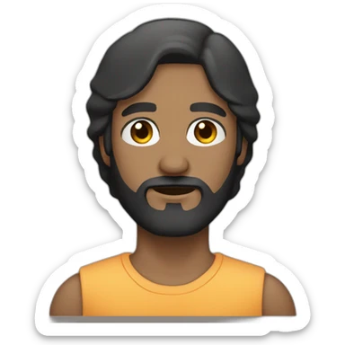 Dark Medium skin bald man with medium long black beard sticker