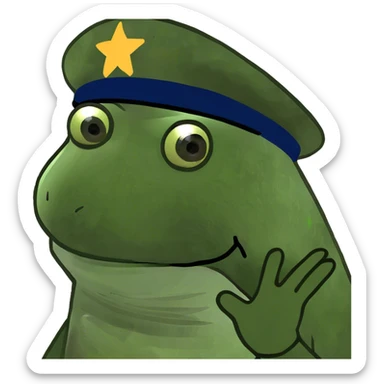Frog with military hat sticker