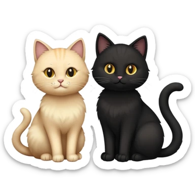 Two cats next to each other. A black one and a beige one sticker