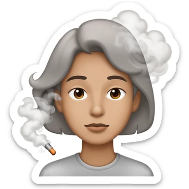 relaxed face exhaling smoke sticker