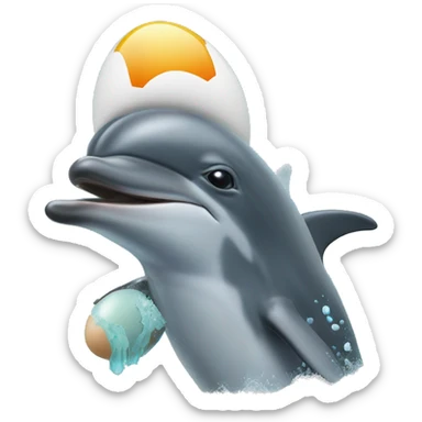 a dolphin hatches an egg at sea world sticker