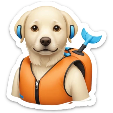 White labrador with snorkel and and swimmers vest sticker
