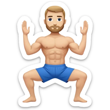 buff man blue shorts warrior-II-yoga sticker
