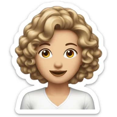 Peau blanche cheveux ondulé marron sticker