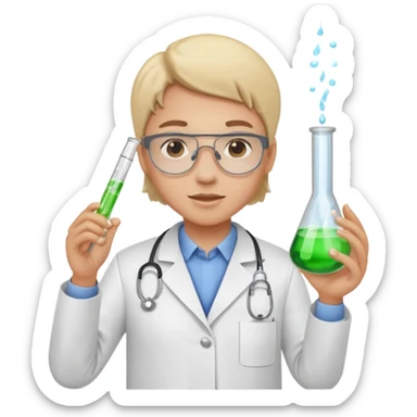 science lab lab technician hold test tube sticker