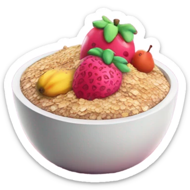 Hot pink oatmeal with fruit and glitter sticker