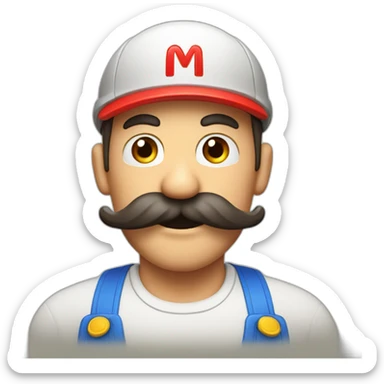 Plumber with mustache and red hat with m on the hat surprised sticker