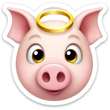 pig with halo over head sticker