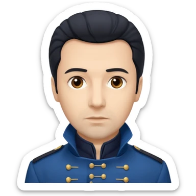 Javert From Les Miserables with light skin, brown eyes, Black Hair, blue outfit sticker