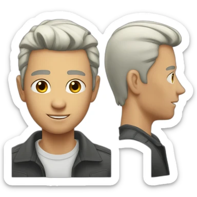 Chad face, jaw line, white hair, ear ring, young man sticker
