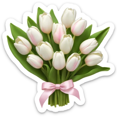 White tulips bouquet with light pink bow  sticker