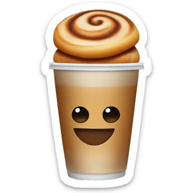 Cinnamon and cappuccino bun in a disposable glass sticker