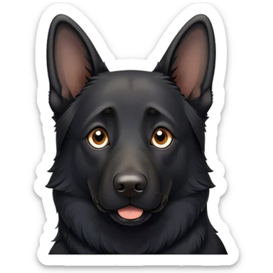 Black German shepherd dog with white paws, floppy ears sticker