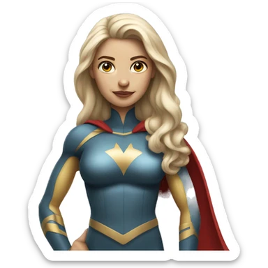 superhero lady standing with fair skin and long hair sticker