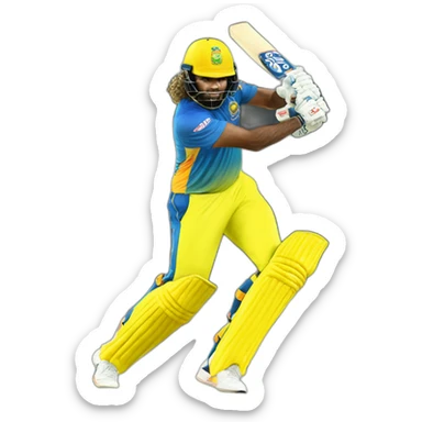 Lasith Malinga swings bat sticker