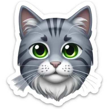 Grey long hair cat wearing a canucks hockey jersey sticker
