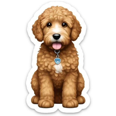 mini golden doodle brown body with white nose  sticker