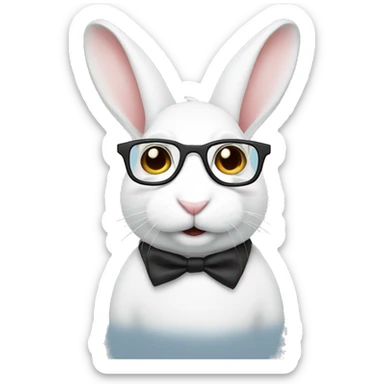 white rabbit with glasses  sticker