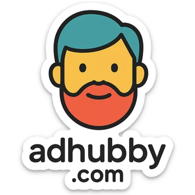 minimal logo for adhubby.com, creative multi-agent agency, clean lines, simple shapes, modern, tech-inspired, subtle color accents, suitable for small businesses sticker