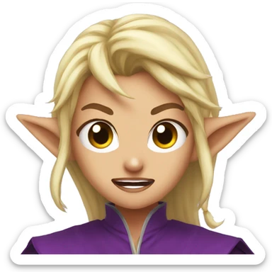 enraged angry, Noble female Elf with Elf ears and blonde hair and purple robes sticker