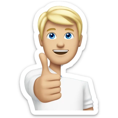 Male with blonde hair and blue eyes waving hand smiling with a Scotland flag sticker