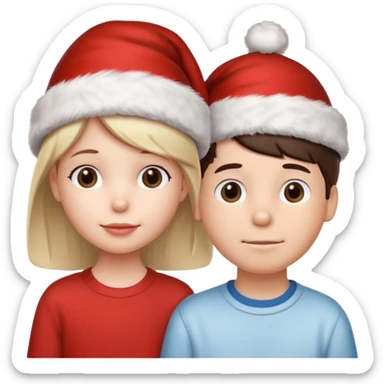 Snoopy wearing and Christmas hat human girl and boy sticker