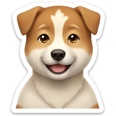  boy with brown hair with brown eyes and wide brows 12 years smiling and hugging dog shiba inu  sticker