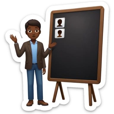 person silhouette standing next to a project board sticker