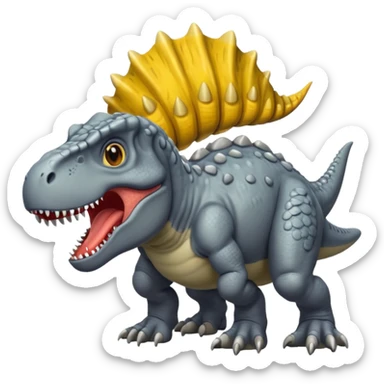 gray t rex with giant arms and a lump on its head sticker