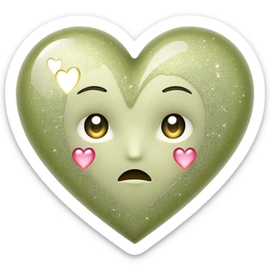Pale olive broken heart with sparkles  sticker