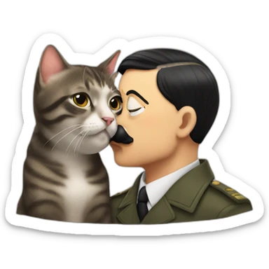 Hitler kissing cat sticker