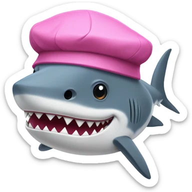 Shark with pink beret sticker