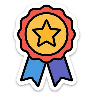 vector icon of a top level with gold and colorful elements, elegant and minimalist flat design, award badge style, 2D flat vector, trending icon look, soft shadows, no text, isolated on white background, perfect for commercial use sticker