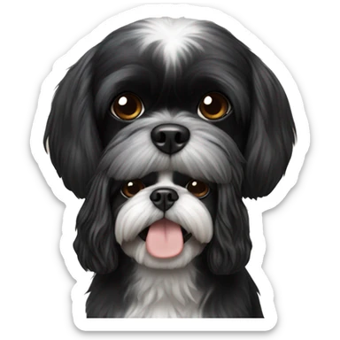 White couple and black shih tzu  sticker