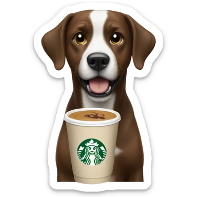 Dog with stqrbucks sticker